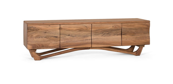 GINER Y COLOMER Mueble de TV de madera de acacia con 4 puertas